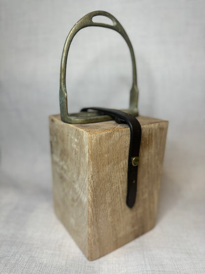 Oak door stop / bookend - stirrup