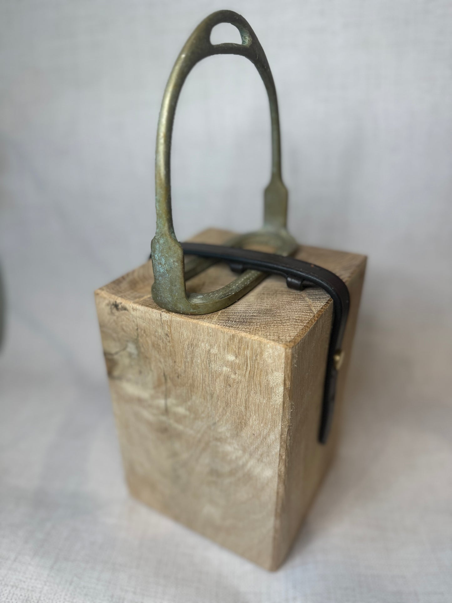 Oak door stop / bookend - stirrup