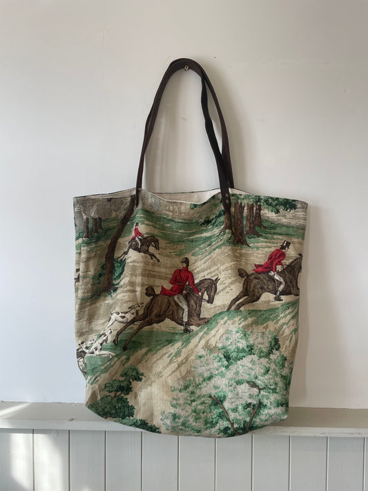 Vintage fabric Bag - equestrian print