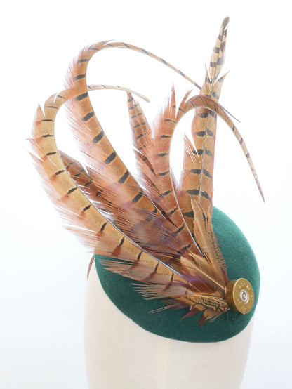 Feather and felt fascinator - Forest green