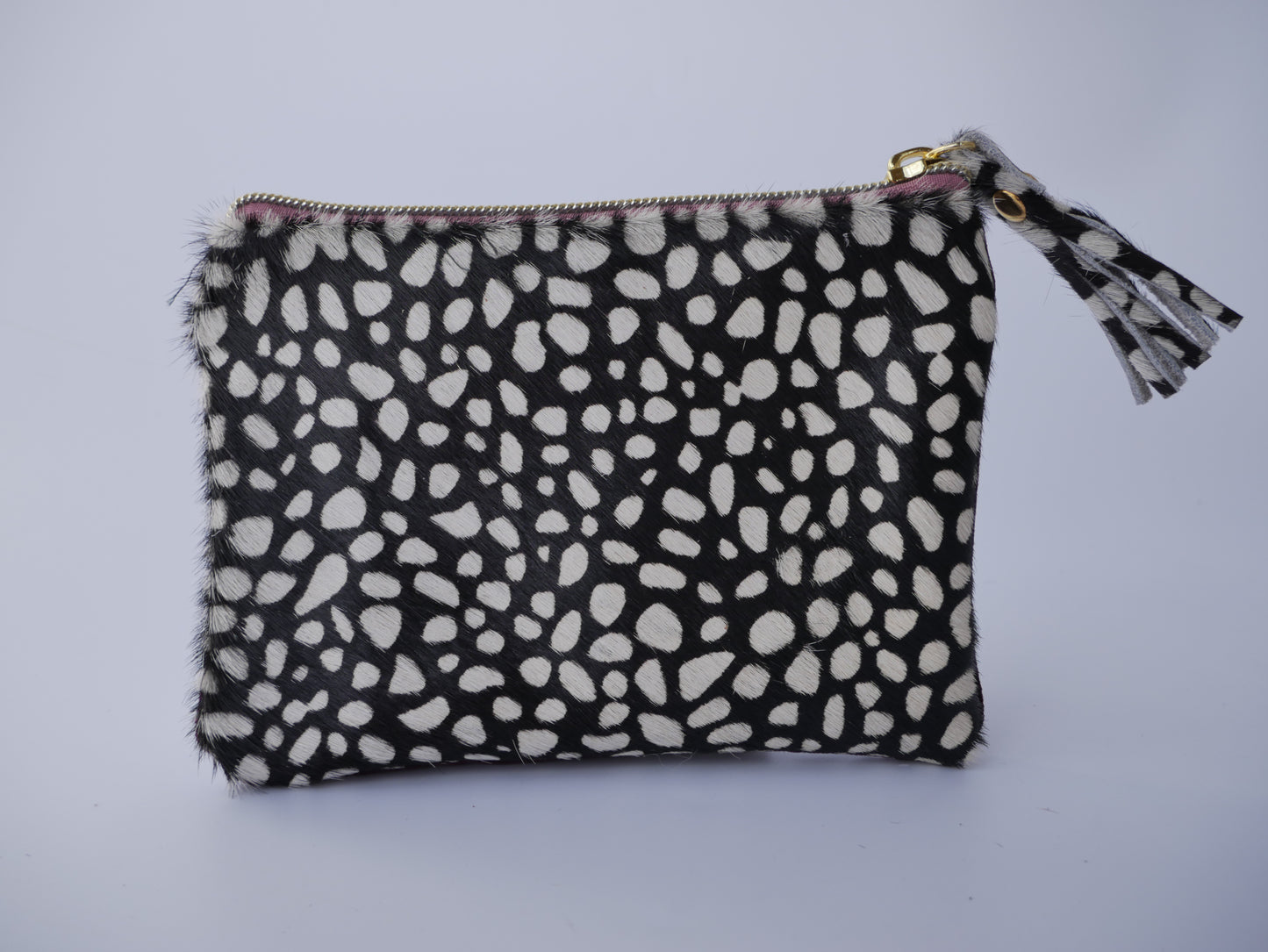 The Longleat Pouch - cheetah white and black spot print