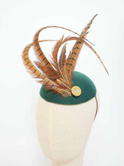 Feather and felt fascinator - Forest green