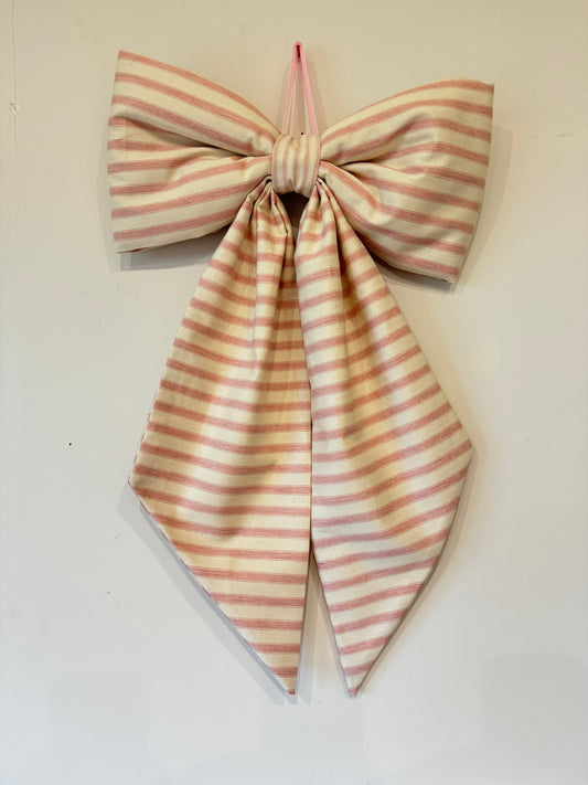 Large Luxury Decorative Bow - pink ticking