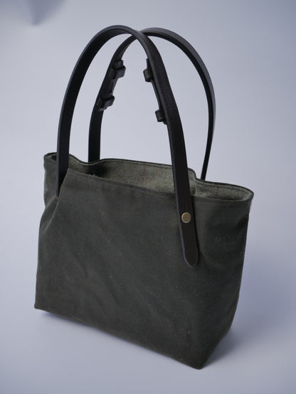 Wax and leather small bag - dark green