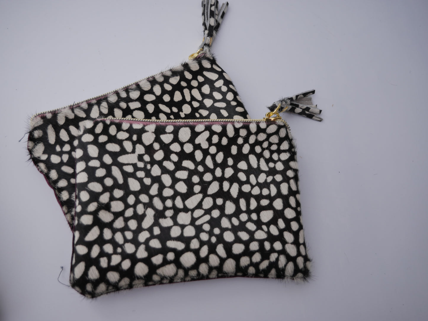 The Longleat Pouch - cheetah white and black spot print