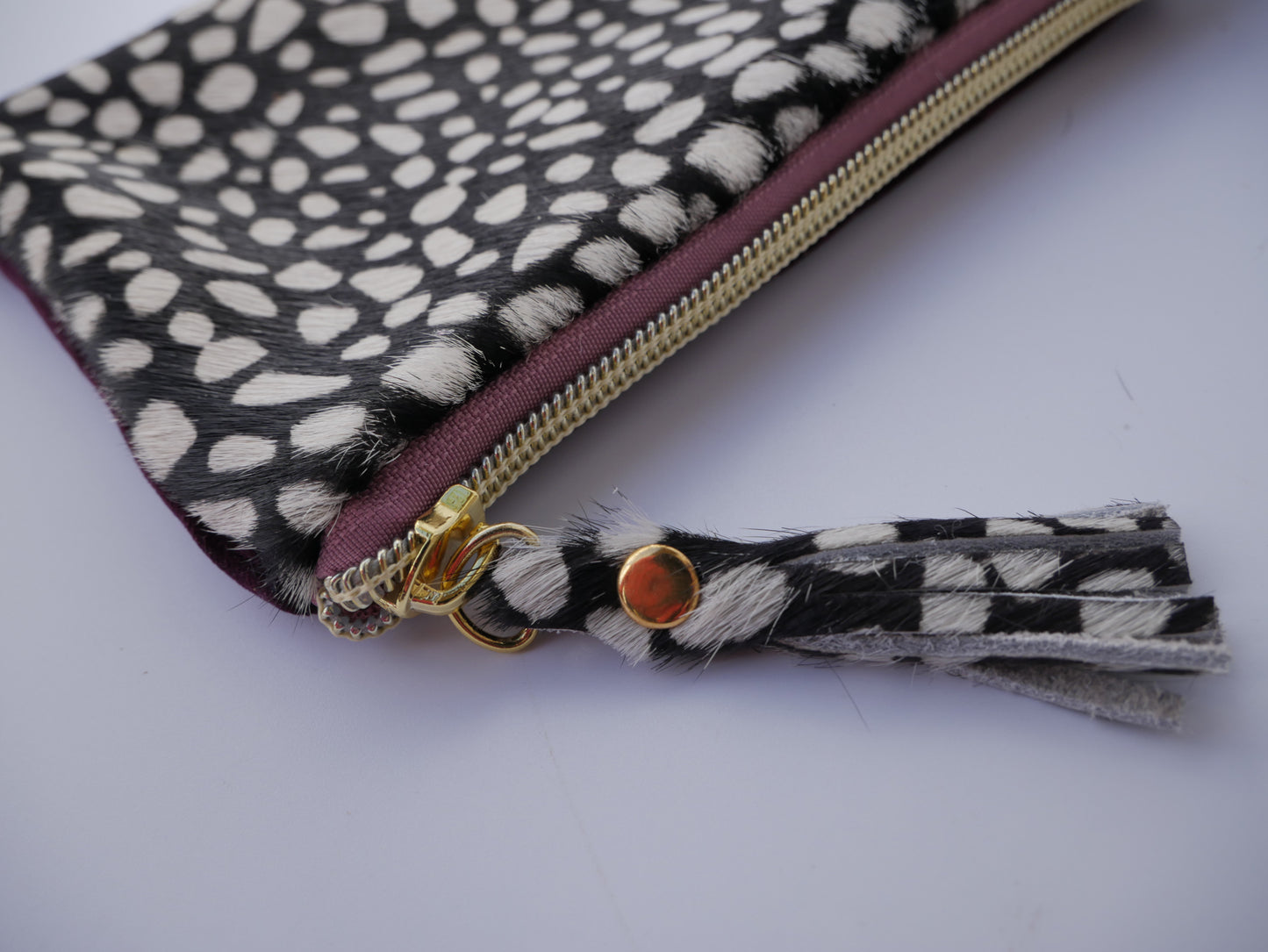 The Longleat Pouch - cheetah white and black spot print