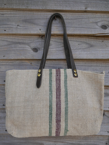 Vintage grain sack tote bag