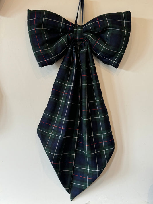 Large Luxury Decorative Bow - navy tartan