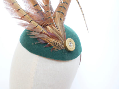 Feather and felt fascinator - Forest green