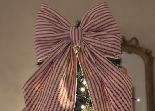 Red ticking stripe medium bow