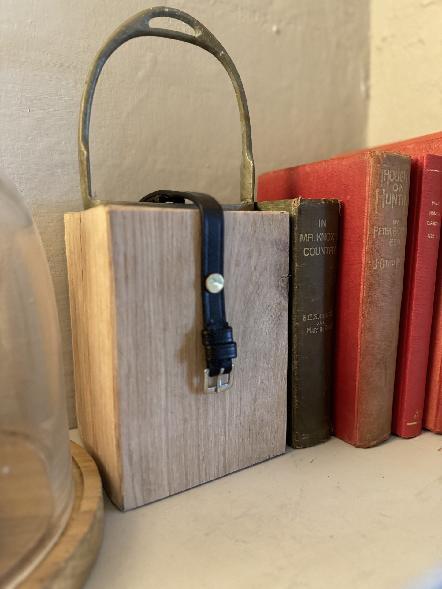 Oak door stop / bookend - stirrup