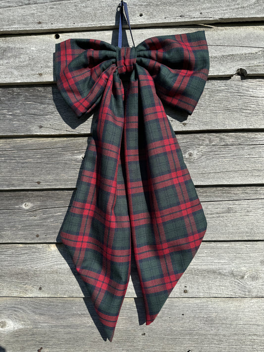 Large Luxury Decorative Bow - red and green tartan