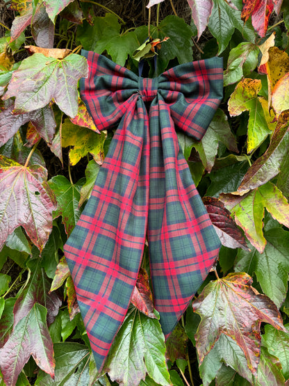 Large Luxury Decorative Bow - red and green tartan